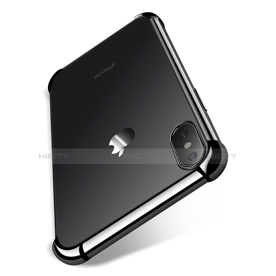 Apple iPhone Xs用極薄ソフトケース シリコンケース 耐衝撃 全面保護 クリア透明 V14 アップル ブラック