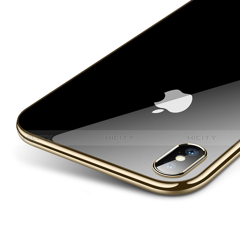 Apple iPhone Xs用極薄ソフトケース シリコンケース 耐衝撃 全面保護 クリア透明 C12 アップル ゴールド