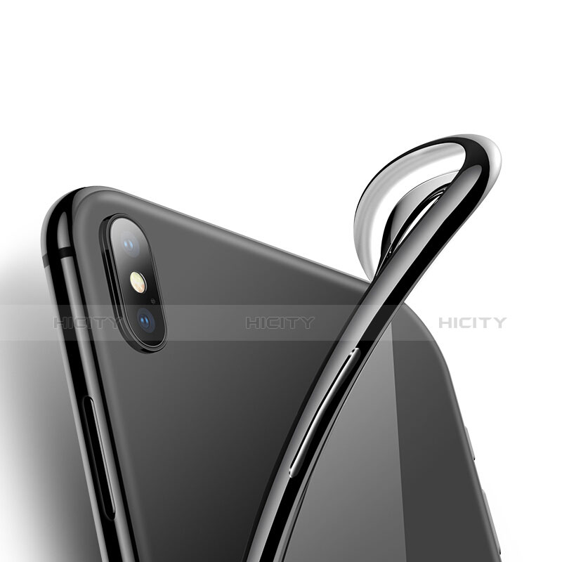 Apple iPhone Xs用極薄ソフトケース シリコンケース 耐衝撃 全面保護 クリア透明 C12 アップル ブラック