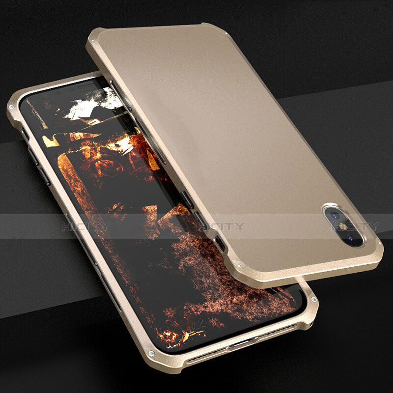 Apple iPhone Xs用ケース 高級感 手触り良い アルミメタル 製の金属製 カバー アップル ゴールド