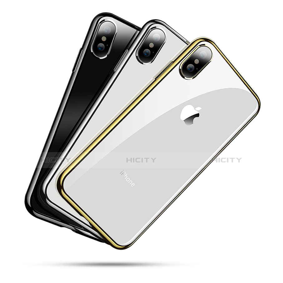 Apple iPhone Xs用極薄ソフトケース シリコンケース 耐衝撃 全面保護 クリア透明 V03 アップル 