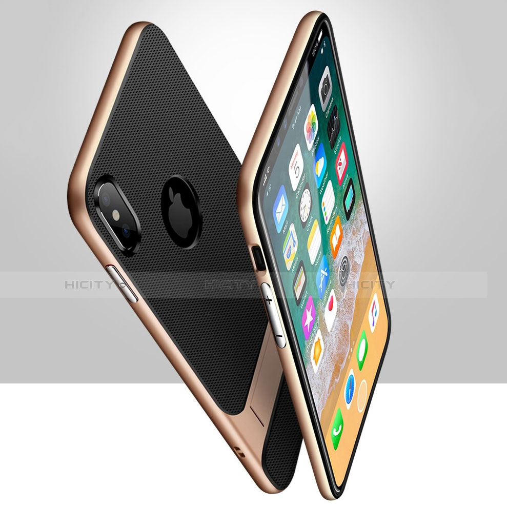 Apple iPhone Xs用ハイブリットバンパーケース スタンド プラスチック 兼シリコーン カバー A01 アップル 