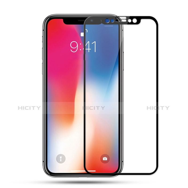 Apple iPhone Xs用強化ガラス フル液晶保護フィルム F30 アップル ブラック