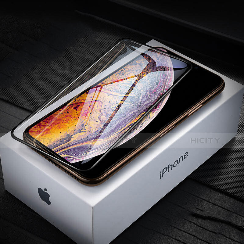 Apple iPhone Xs用強化ガラス フル液晶保護フィルム P08 アップル ブラック