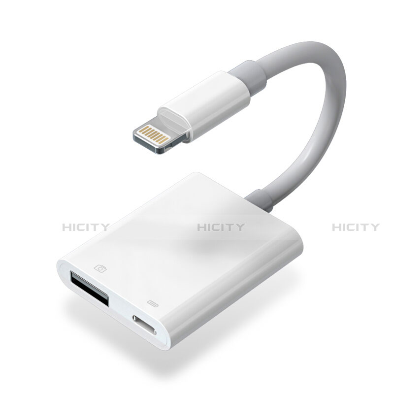 Apple iPhone Xs Max用Lightning to USB OTG 変換ケーブルアダプタ H01 アップル ホワイト