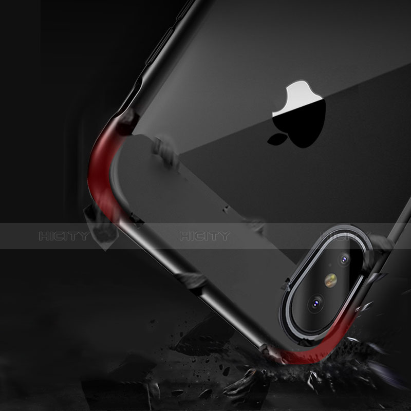 Apple iPhone Xs Max用ハイブリットバンパーケース クリア透明 プラスチック アップル グレー