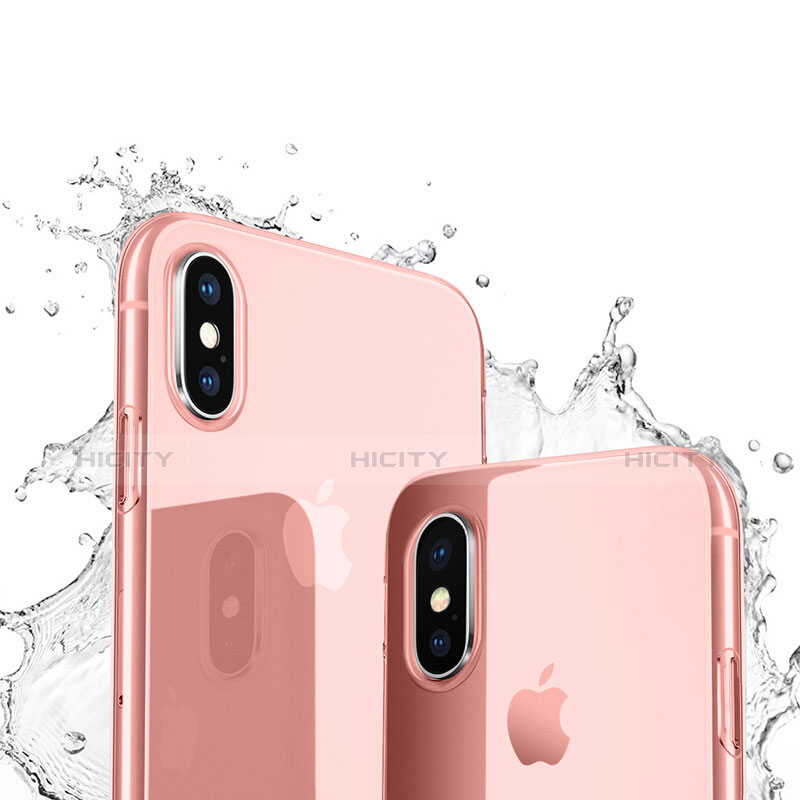 Apple iPhone Xs Max用極薄ソフトケース シリコンケース 耐衝撃 全面保護 クリア透明 アップル ピンク