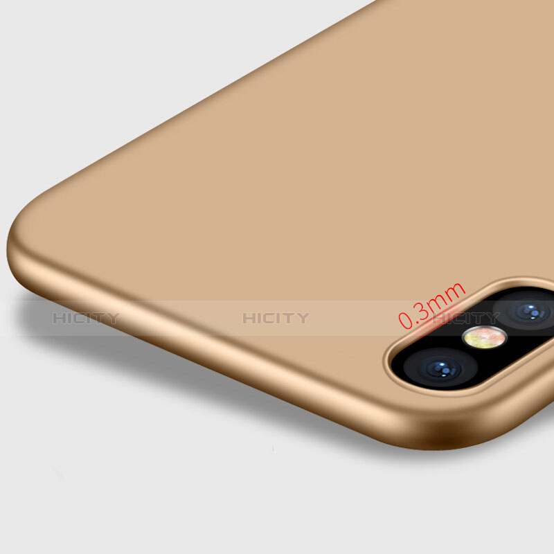Apple iPhone Xs Max用ハードケース プラスチック 質感もマット アンド指輪 アップル ゴールド