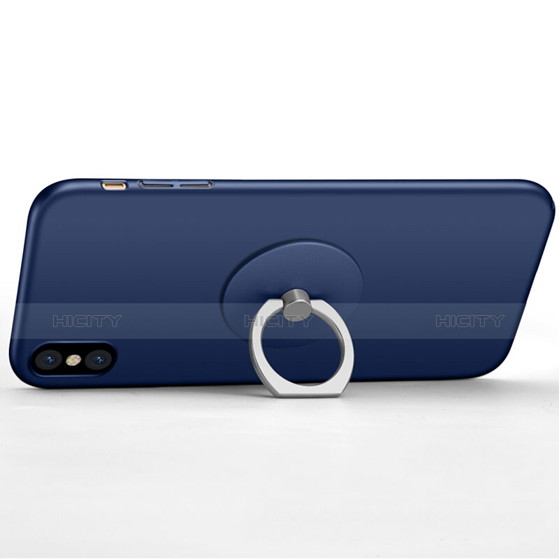 Apple iPhone Xs Max用ハードケース プラスチック 質感もマット アンド指輪 アップル ネイビー