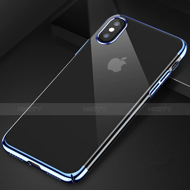 Apple iPhone Xs Max用ハイブリットバンパーケース クリア透明 プラスチック アップル ネイビー