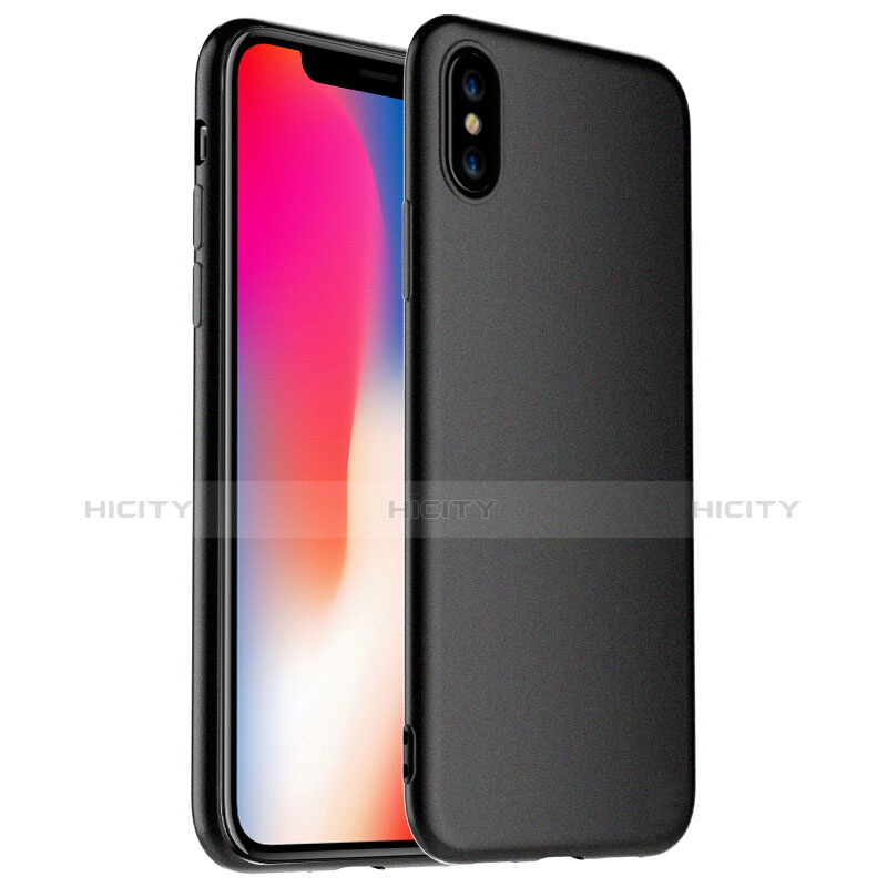 Apple iPhone Xs Max用極薄ソフトケース シリコンケース 耐衝撃 全面保護 アンド液晶保護フィルム アップル ブラック