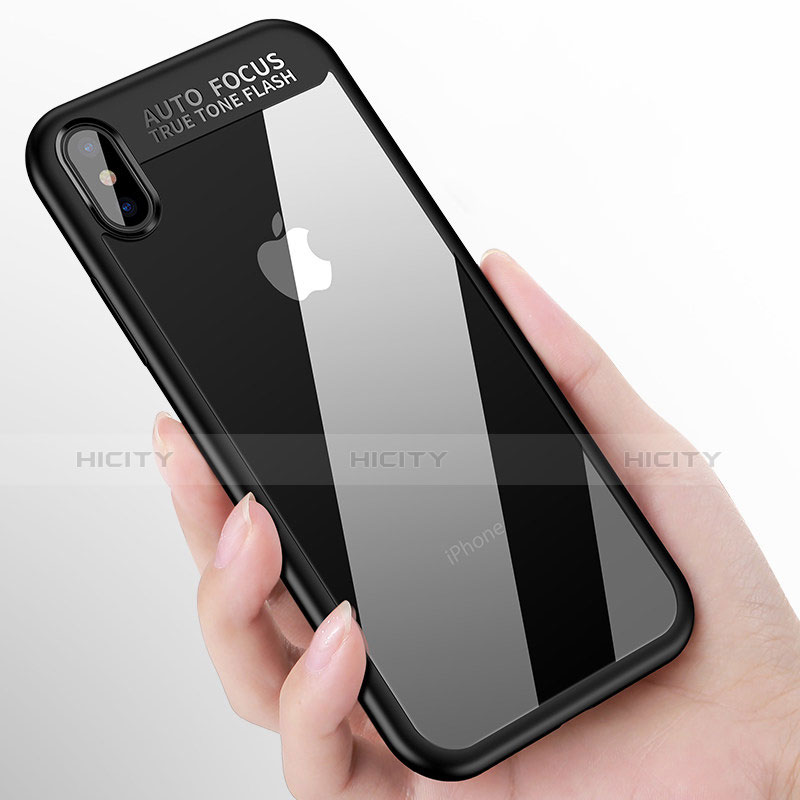 Apple iPhone Xs Max用シリコンケース ソフトタッチラバー 鏡面 W01 アップル ブラック
