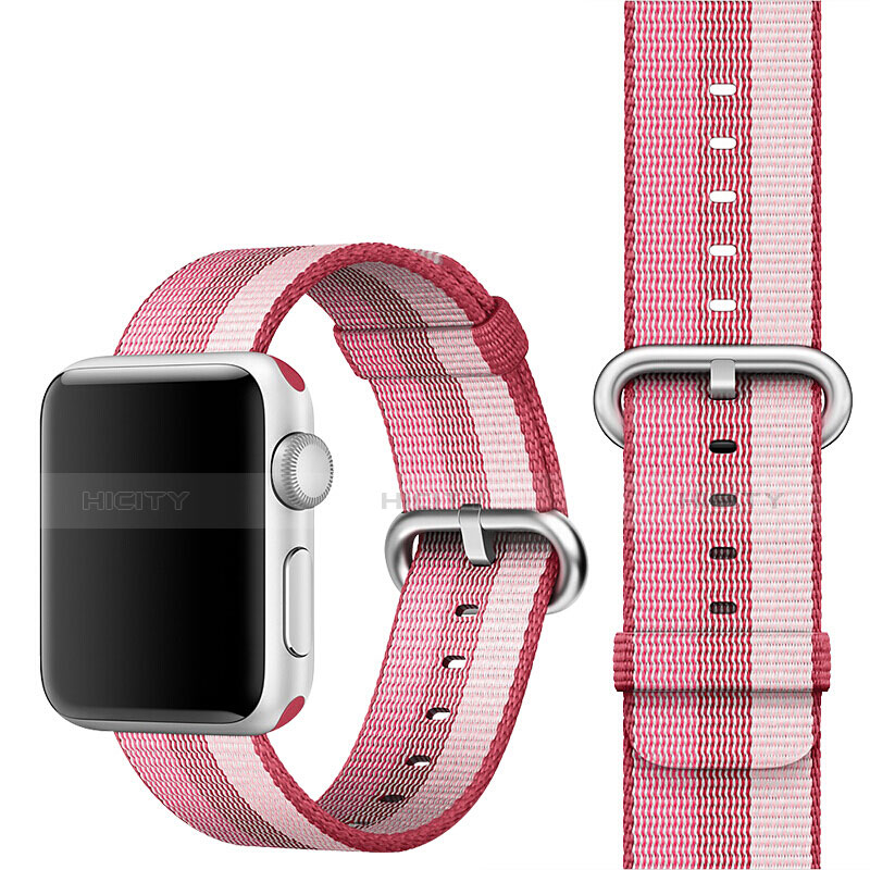 Apple iWatch 38mm用ウーブンナイロンバンド アップル ピンク