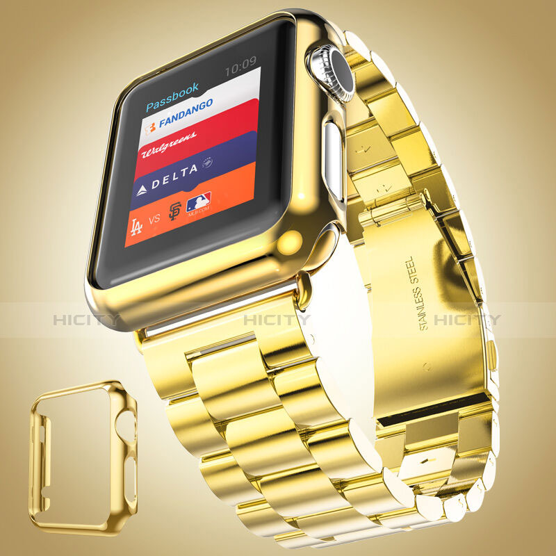 Apple iWatch 42mm用ケース 高級感 手触り良い アルミメタル 製の金属製 バンパー アップル ゴールド