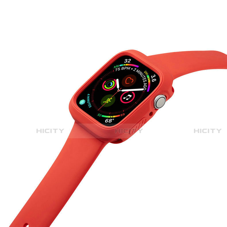 Apple iWatch 5 40mm用360度 フルカバー極薄ソフトケース シリコンケース 耐衝撃 全面保護 バンパー アップル レッド