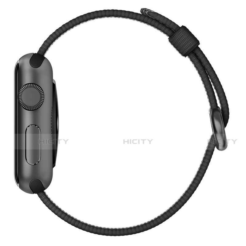 Apple iWatch 5 44mm用ウーブンナイロンバンド アップル ブラック