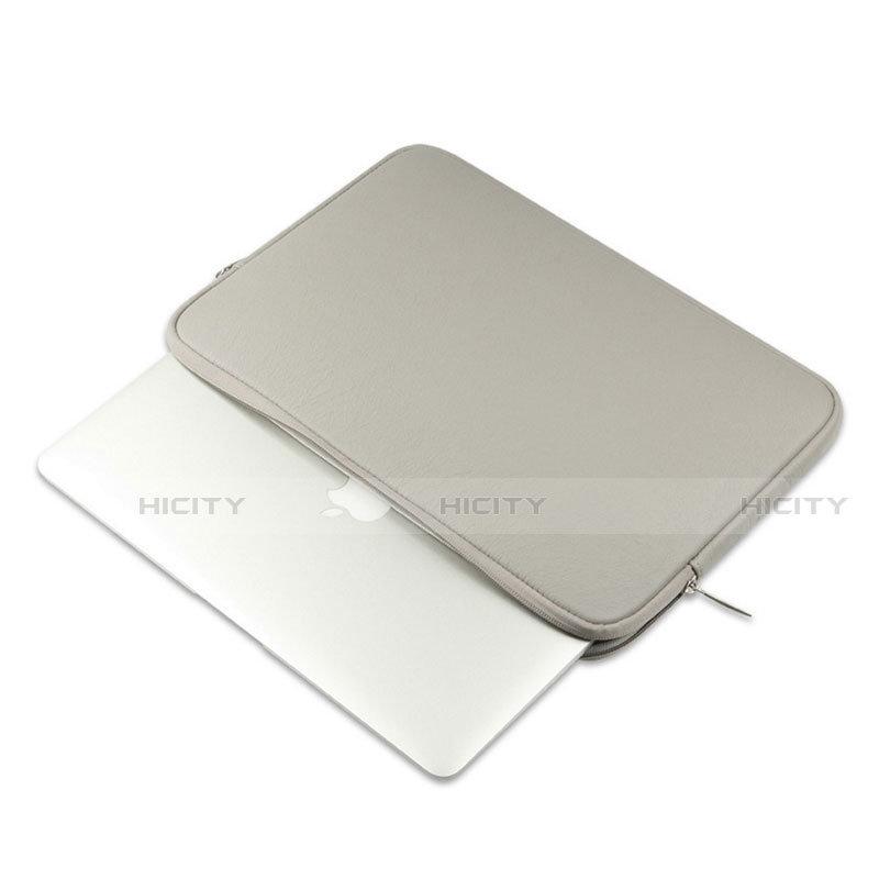 Apple MacBook 12 インチ用高品質ソフトレザーポーチバッグ ケース イヤホンを指したまま L16 アップル グレー