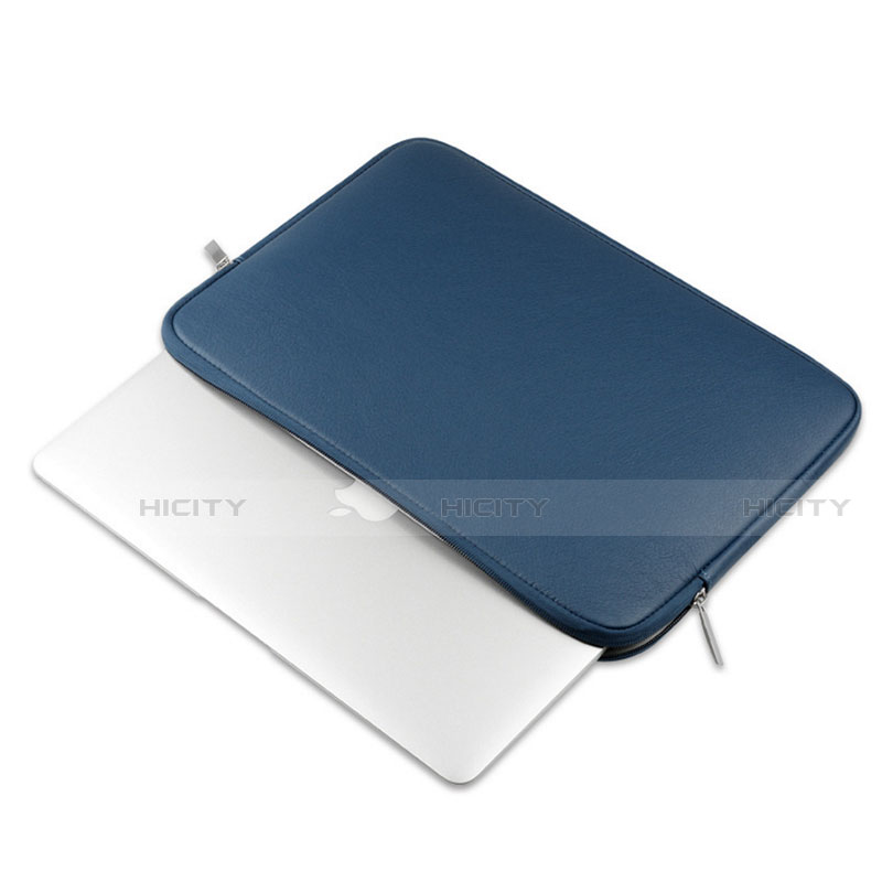 Apple MacBook 12 インチ用高品質ソフトレザーポーチバッグ ケース イヤホンを指したまま L16 アップル ネイビー