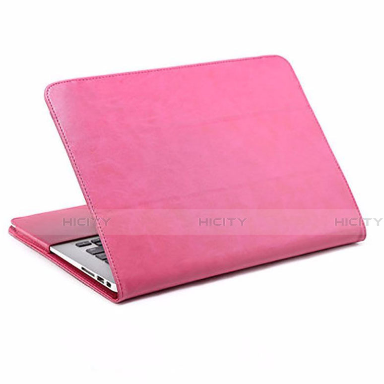 Apple MacBook Air 13 インチ (2020)用手帳型 レザーケース スタンド カバー アップル ピンク