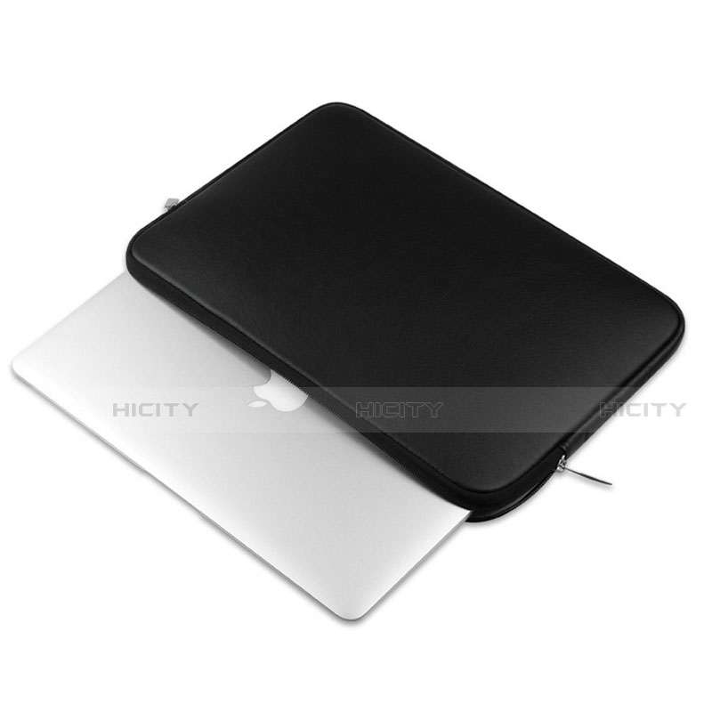 Apple MacBook Air 13 インチ用高品質ソフトレザーポーチバッグ ケース イヤホンを指したまま L16 アップル ブラック