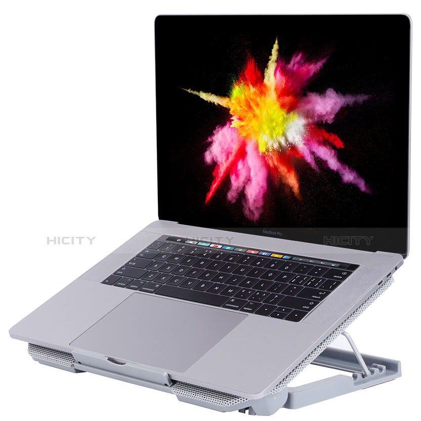 Apple MacBook Pro 13 インチ用ノートブックホルダー クーラー 冷却パッド ファン ラップトップスタンド 9インチ〜16インチ M16 アップル シルバー