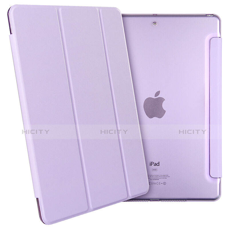 Apple New iPad 9.7 (2017)用手帳型 レザーケース スタンド アップル パープル