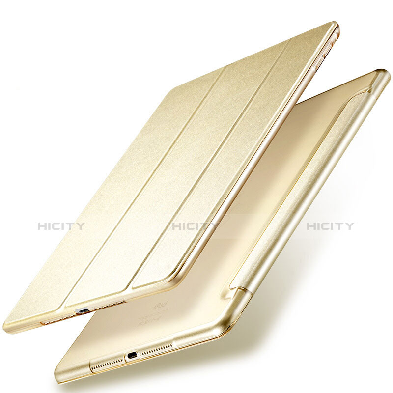 Apple New iPad 9.7 (2017)用手帳型 レザーケース スタンド アップル ゴールド