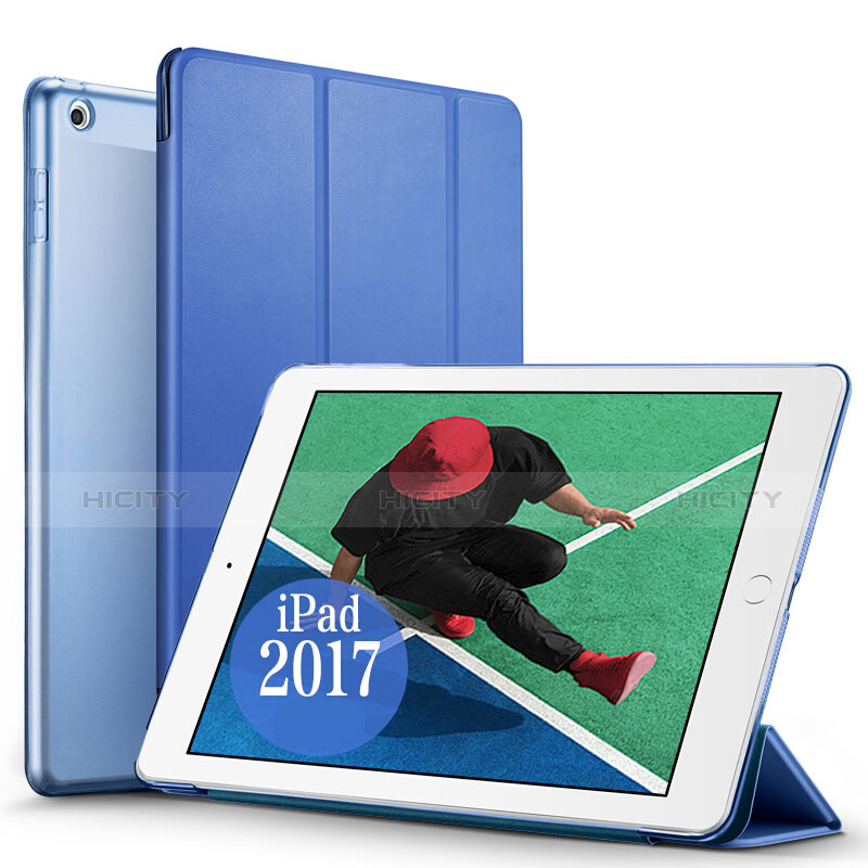 Apple New iPad 9.7 (2017)用手帳型 レザーケース スタンド アップル ネイビー