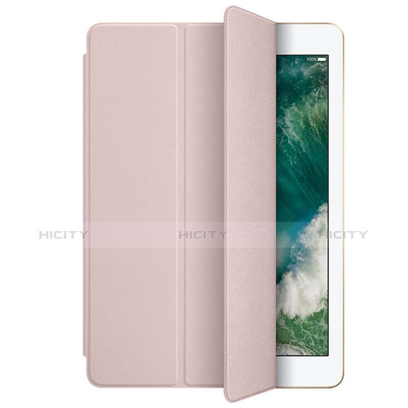 Apple New iPad 9.7 (2017)用手帳型 レザーケース スタンド L01 アップル ピンク