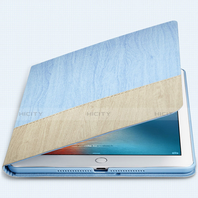 Apple New iPad 9.7 (2017)用手帳型 レザーケース スタンド L02 アップル ブルー