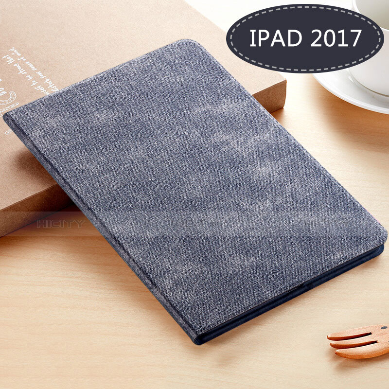 Apple New iPad 9.7 (2017)用手帳型 レザーケース スタンド L03 アップル ネイビー