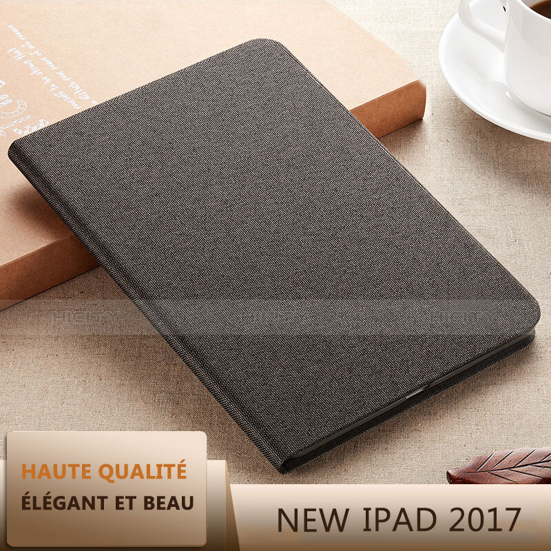 Apple New iPad 9.7 (2017)用手帳型 レザーケース スタンド L07 アップル ブラック