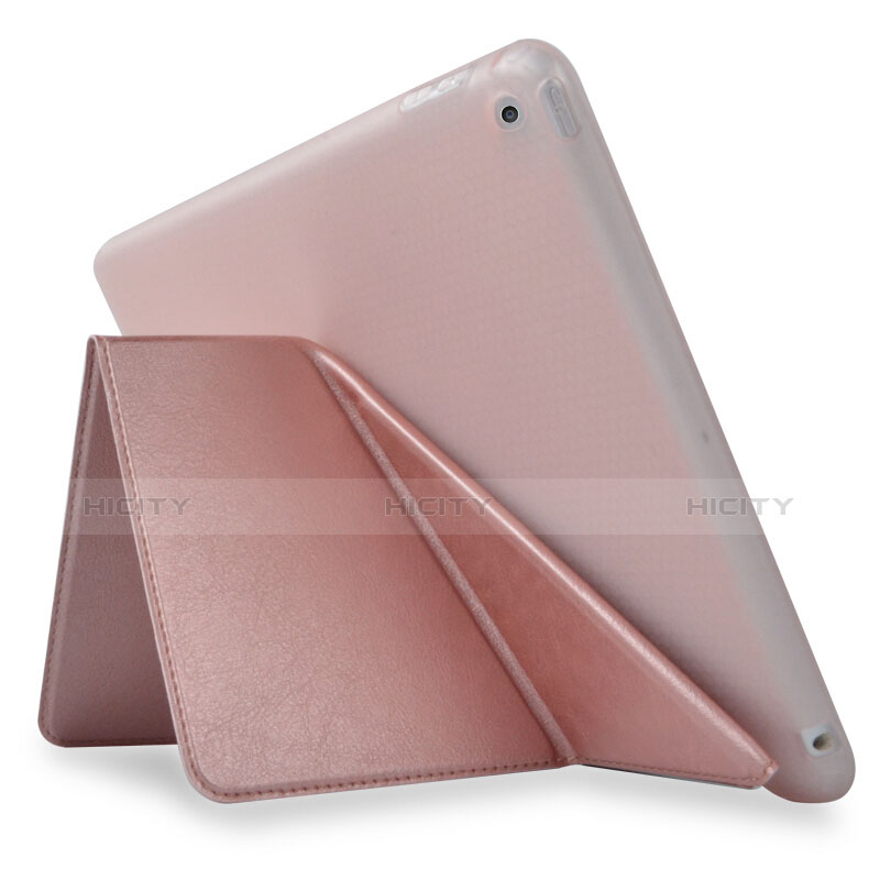 Apple New iPad 9.7 (2017)用手帳型 レザーケース スタンド L08 アップル ローズゴールド
