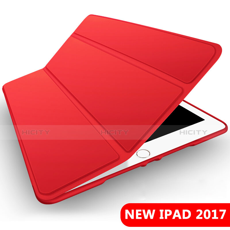 Apple New iPad 9.7 (2017)用手帳型 レザーケース スタンド L09 アップル レッド