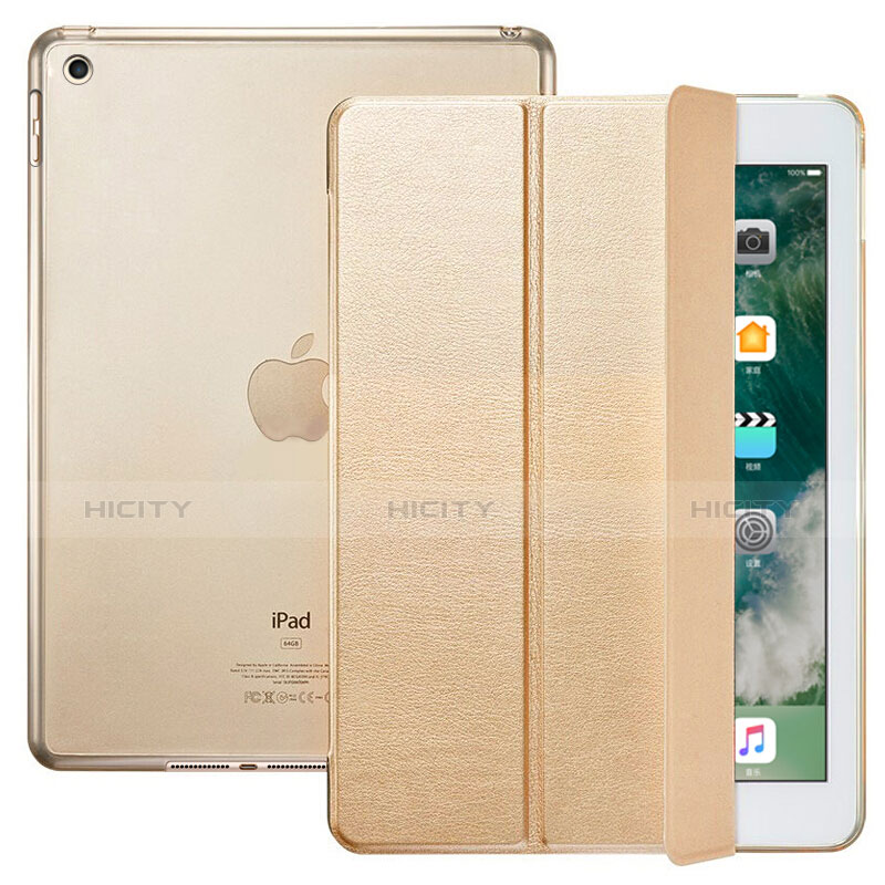 Apple New iPad 9.7 (2017)用手帳型 レザーケース スタンド L09 アップル ゴールド