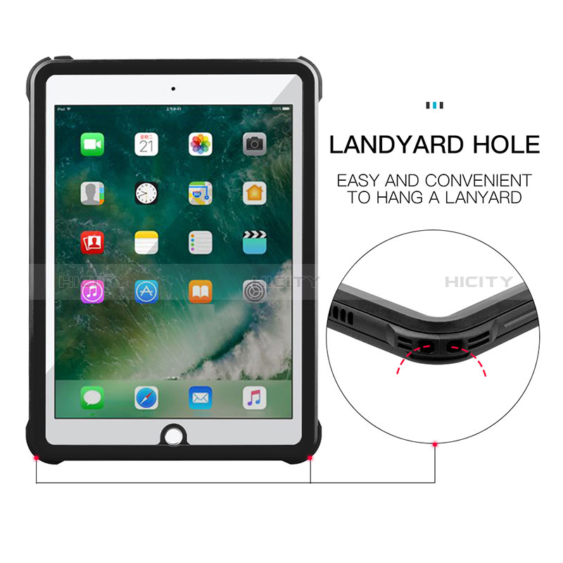 Apple New iPad 9.7 (2017)用完全防水ケース ハイブリットバンパーカバー 高級感 手触り良い 360度 W01 アップル ブラック