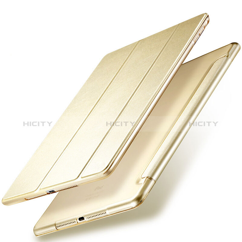 Apple New iPad 9.7 (2018)用手帳型 レザーケース スタンド アップル ゴールド