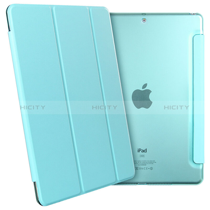 Apple New iPad 9.7 (2018)用手帳型 レザーケース スタンド アップル ブルー