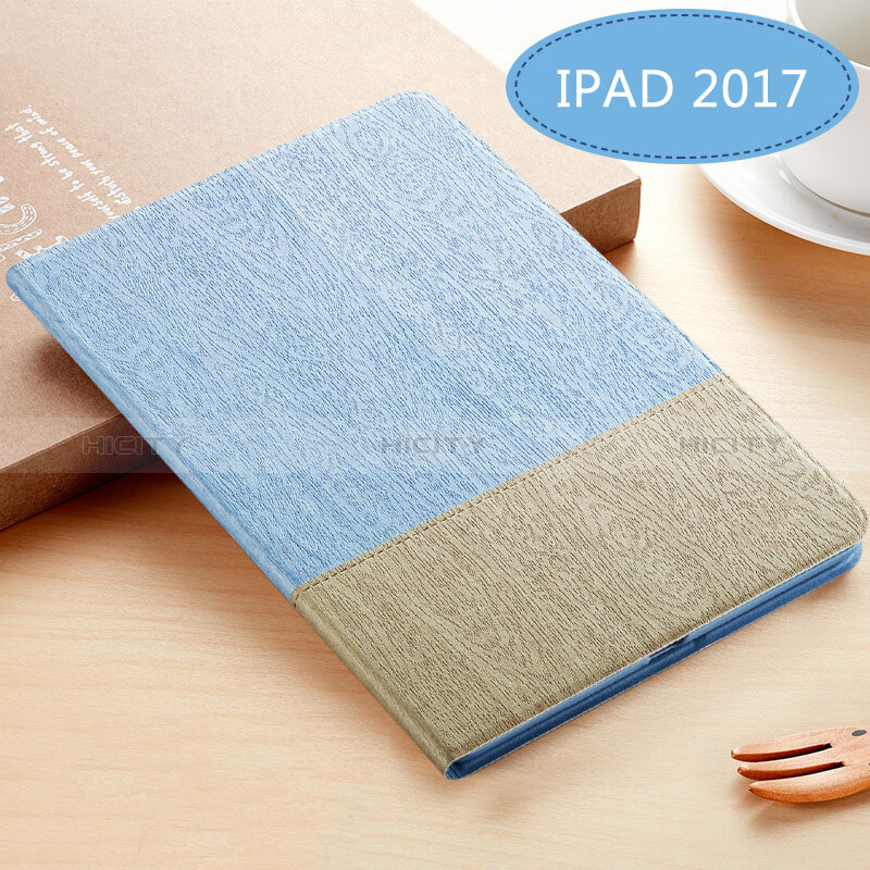 Apple New iPad 9.7 (2018)用手帳型 レザーケース スタンド L02 アップル ブルー