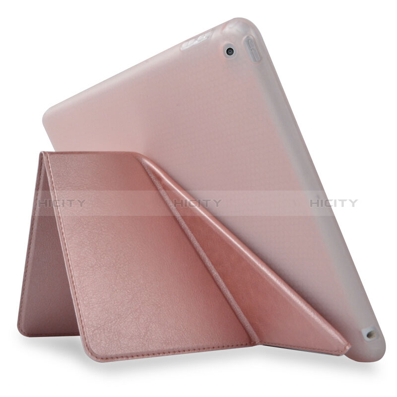 Apple New iPad 9.7 (2018)用手帳型 レザーケース スタンド L08 アップル ローズゴールド