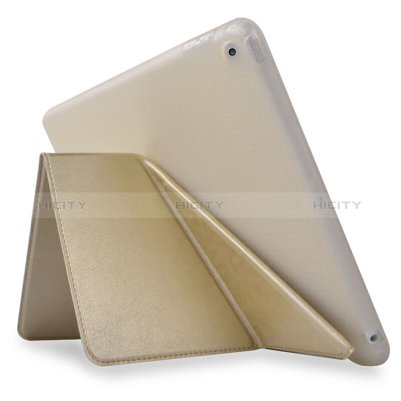 Apple New iPad 9.7 (2018)用手帳型 レザーケース スタンド L08 アップル ゴールド
