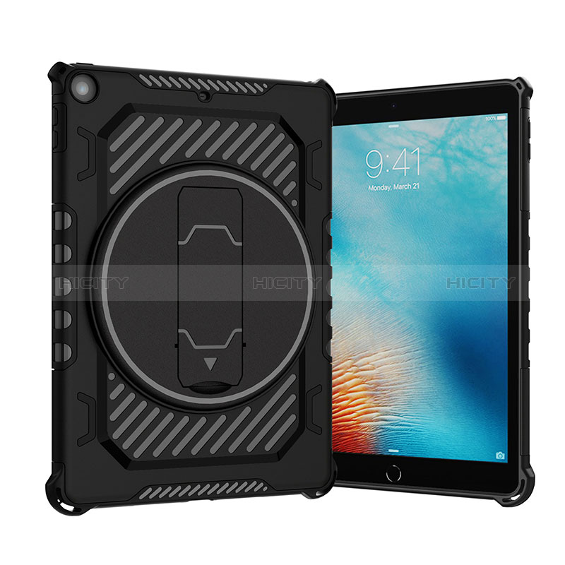 Apple New iPad 9.7 (2018)用ハイブリットバンパーケース スタンド プラスチック 兼シリコーン カバー L09 アップル ブラック