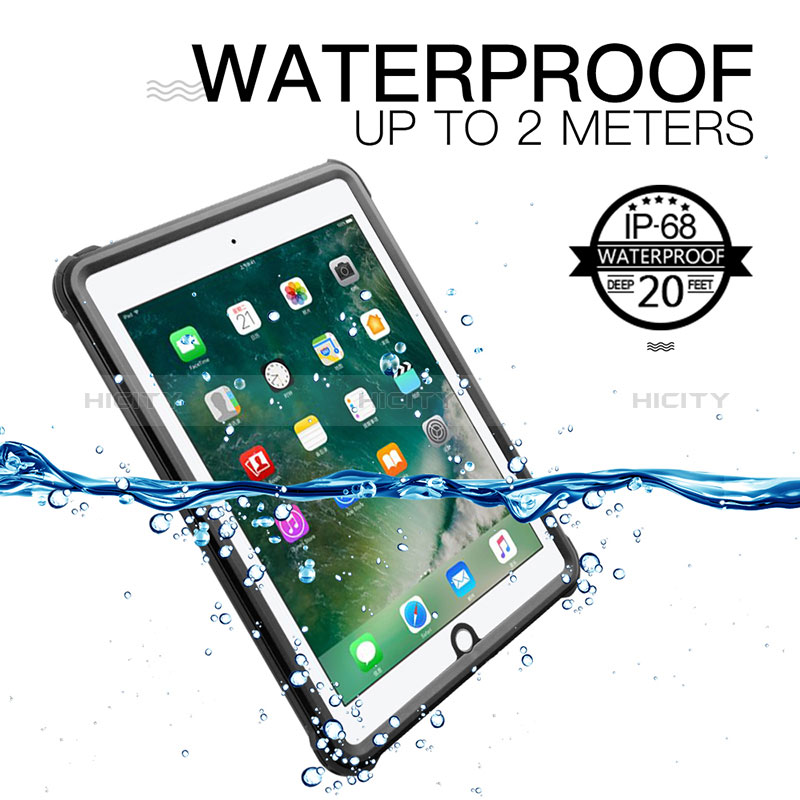 Apple New iPad 9.7 (2018)用完全防水ケース ハイブリットバンパーカバー 高級感 手触り良い 360度 W01 アップル ブラック