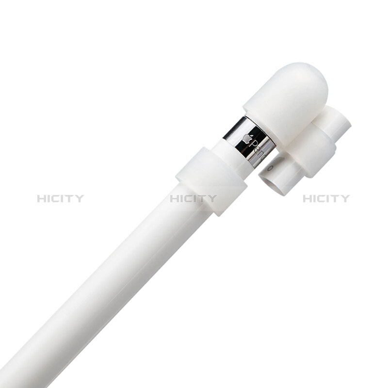 Apple Pencil用ケース カバー ホルダー キャップ スタンド ペン先カバー ライトニングUSBケーブル用 シリコーン製 P02 アップル ホワイト