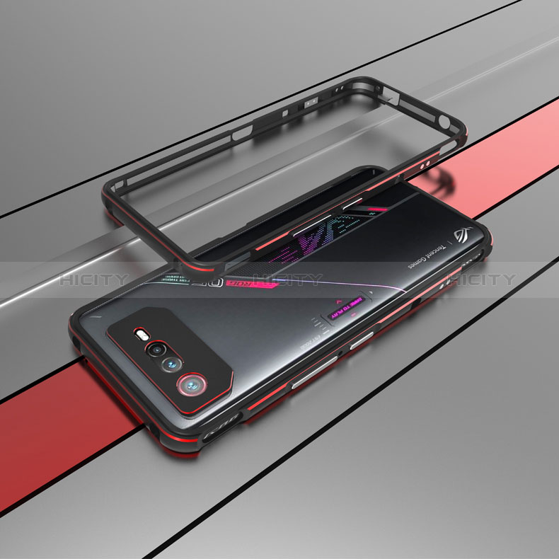 Asus ROG Phone 6用ケース 高級感 手触り良い アルミメタル 製の金属製 バンパー カバー Asus レッド・ブラック