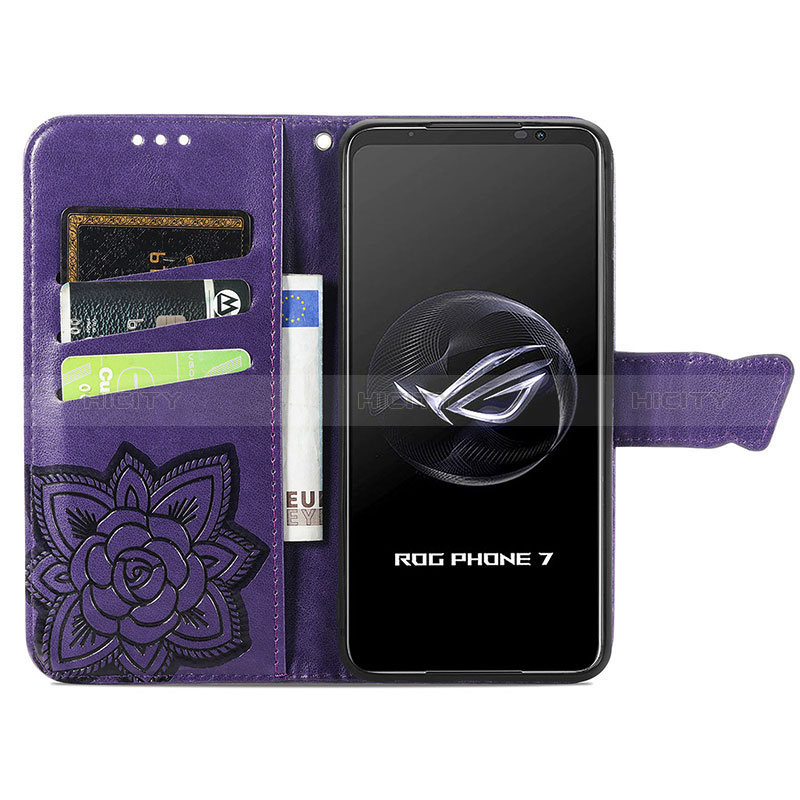Asus ROG Phone 7 Ultimate用手帳型 レザーケース スタンド バタフライ 蝶 カバー Asus 