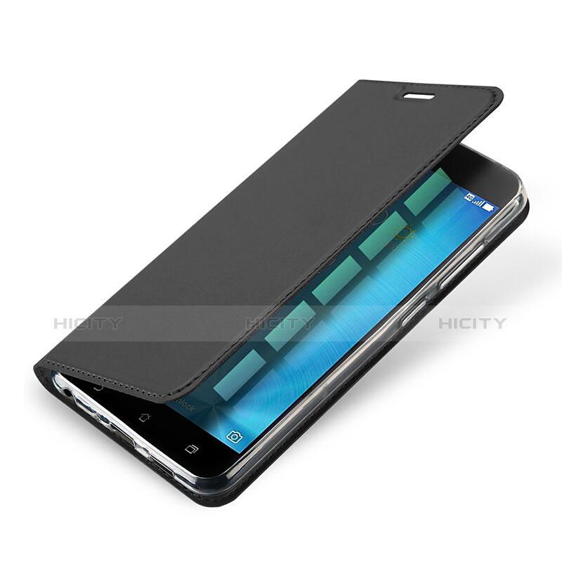 Asus Zenfone 3 Zoom用手帳型 レザーケース スタンド Asus ブラック