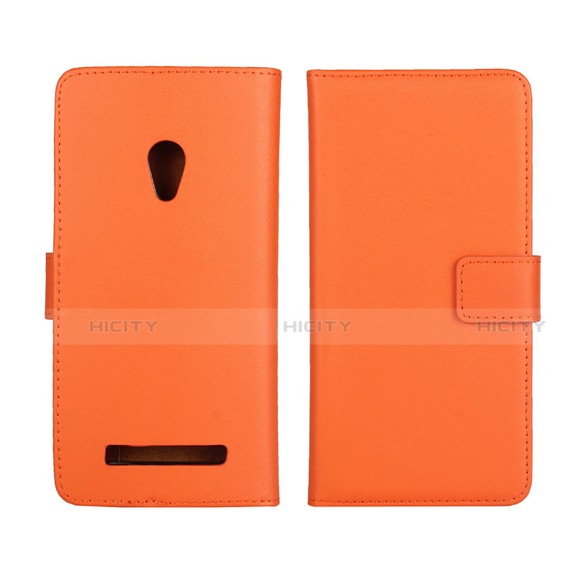 Asus Zenfone 5用手帳型 レザーケース スタンド カバー L01 Asus オレンジ