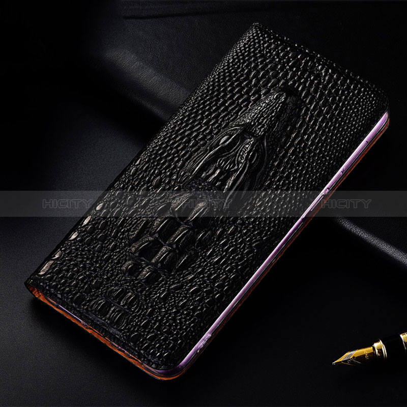 Asus Zenfone 9用手帳型 レザーケース スタンド カバー H03P Asus ブラック