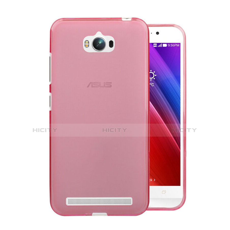 Asus Zenfone Max ZC550KL用極薄ソフトケース シリコンケース 耐衝撃 全面保護 クリア透明 Asus ピンク